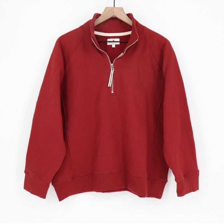 American Giant Midweight Half Zip Sweatshirt Women Large Pomegranate Relaxed Fit