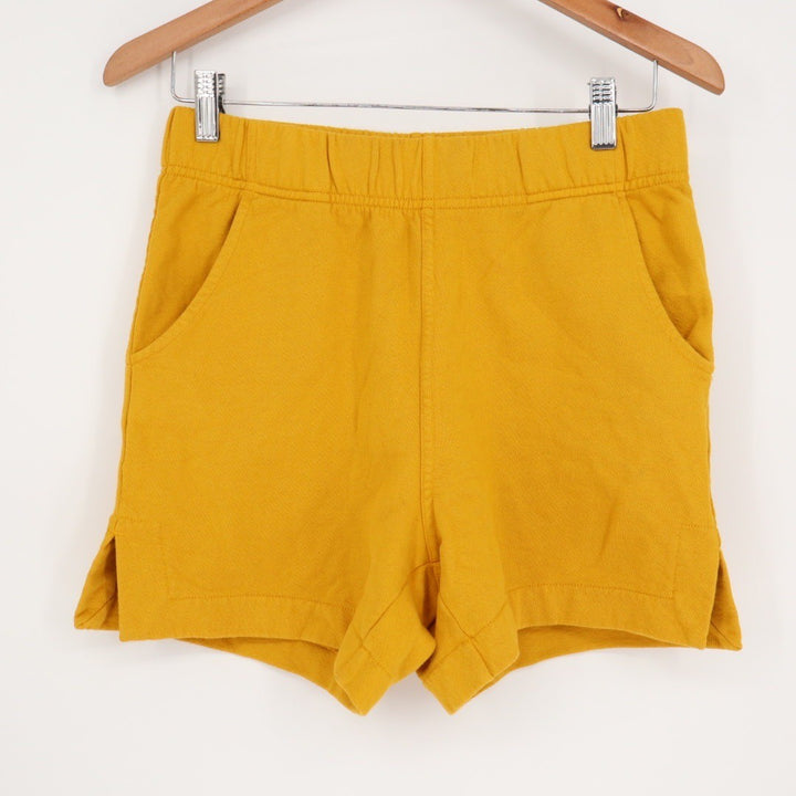 American Giant Women French Terry Side Slit Shorts Nugget Mustard Yellow XS