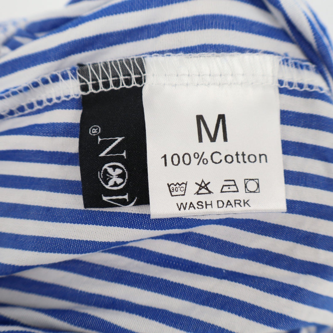 Lomon Boxer Shorts Mens Medium Blue White Striped Cotton Mid Rise Elastic Waist
