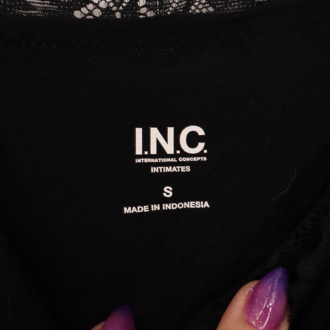 I.N.C. International Concepts Intimates Nightgown Womens Small Black Lace Trim