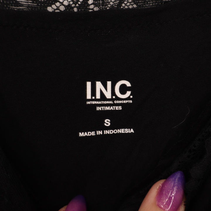 I.N.C. International Concepts Intimates Nightgown Womens Small Black Lace Trim