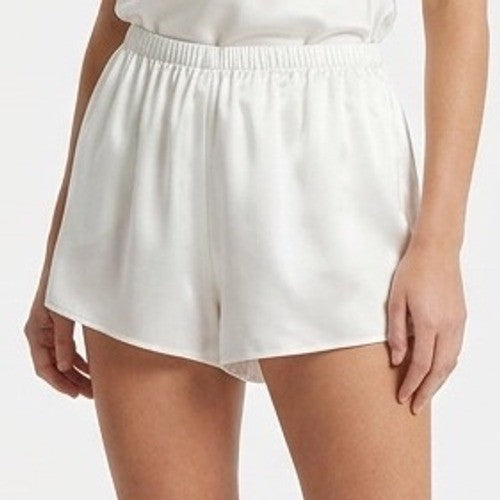Linea Donatella Bride Satin Intimates Sleep Shorts Womens M White Elastic Waist