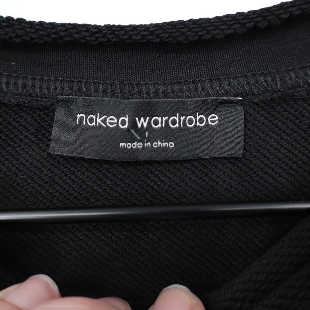 Naked Wardrobe Black Crewneck Sweatshirt and Joggers Lounge Set M