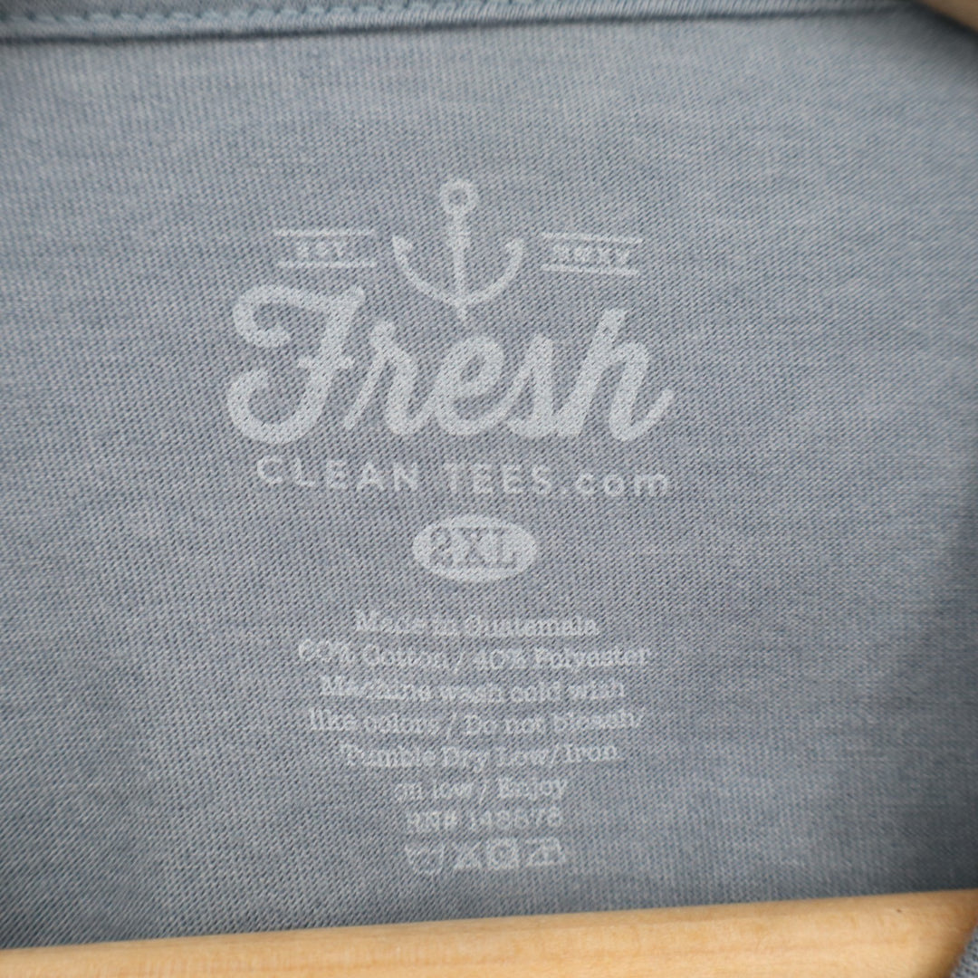Fresh Clean Tees T-Shirt Mens 2XL Teal Cotton Crew Neck Short Sleeve Pullover