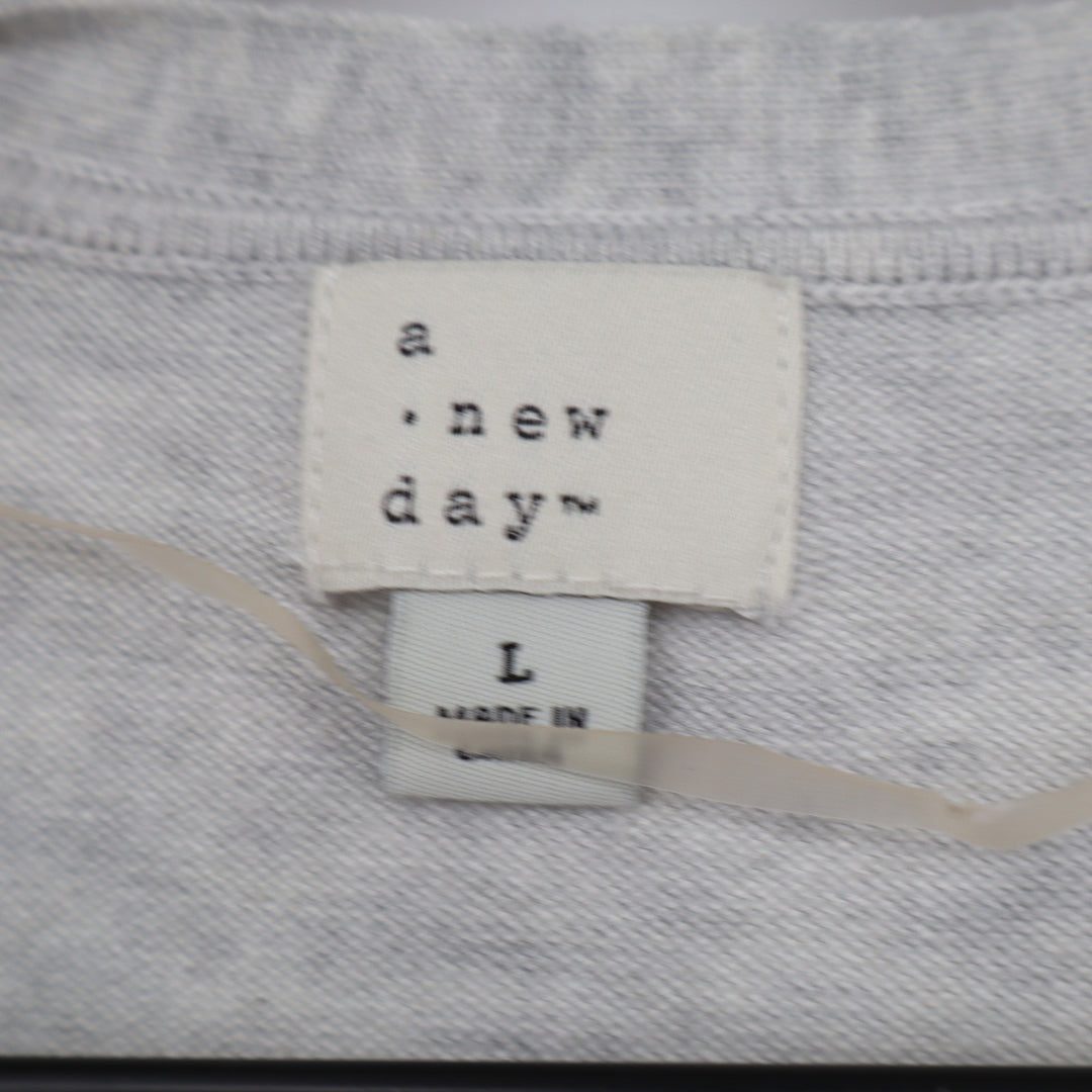 A New Day Womens Light Grey Open Front Longline Cardigan Sweater Large