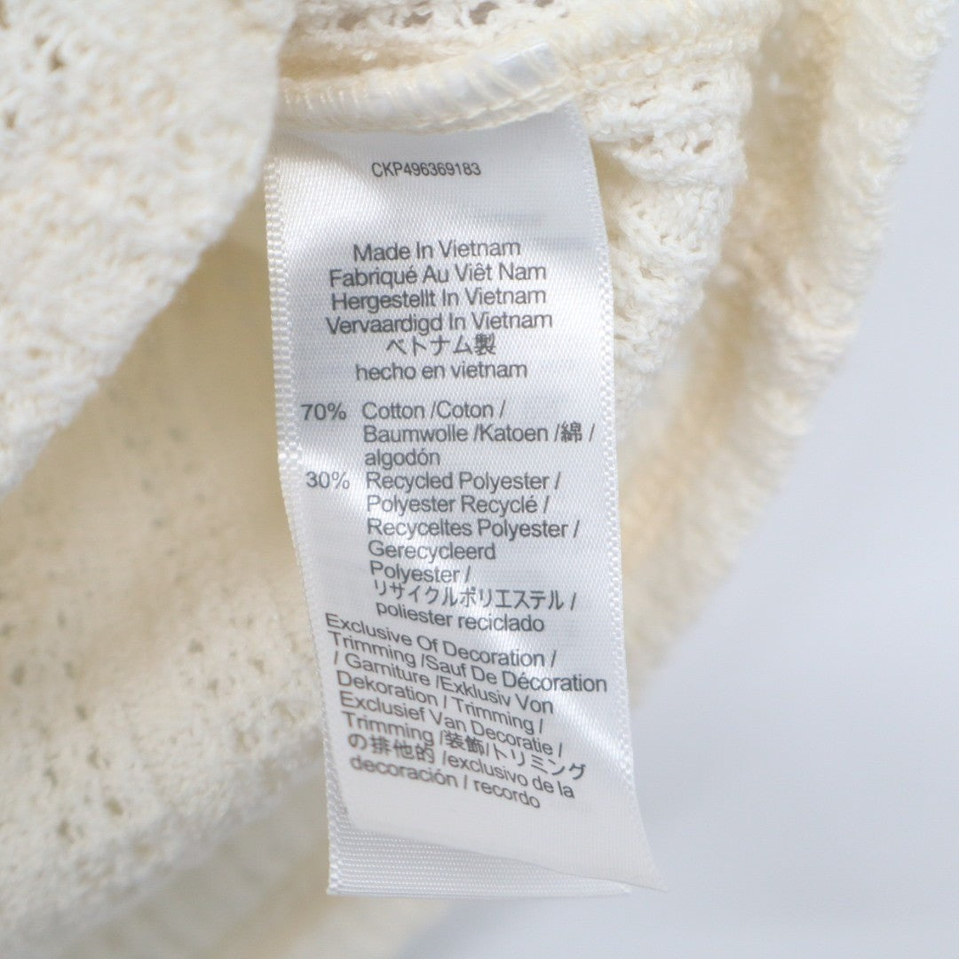 Madewell Cardigan Sweater Women XS Ivory Cotton Knitted Sleeveless Spread Collar