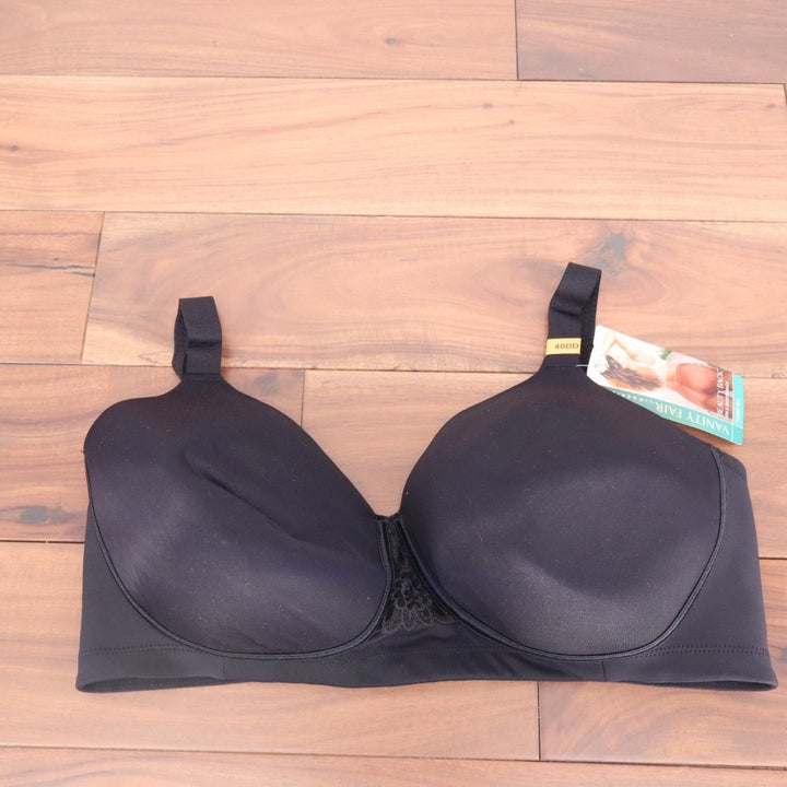 Vanity Fair Beauty Back Bra Women 40DD Black Stretch Full Figure Wirefree Padded