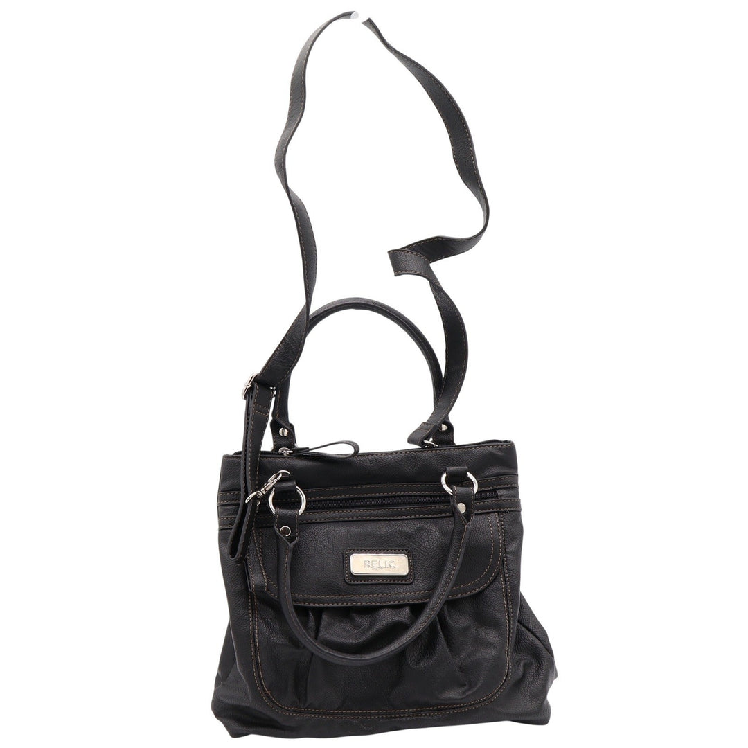 Relic Handbag Women's OS Crossbody Satchel Black Faux Leather Multi-Pocket