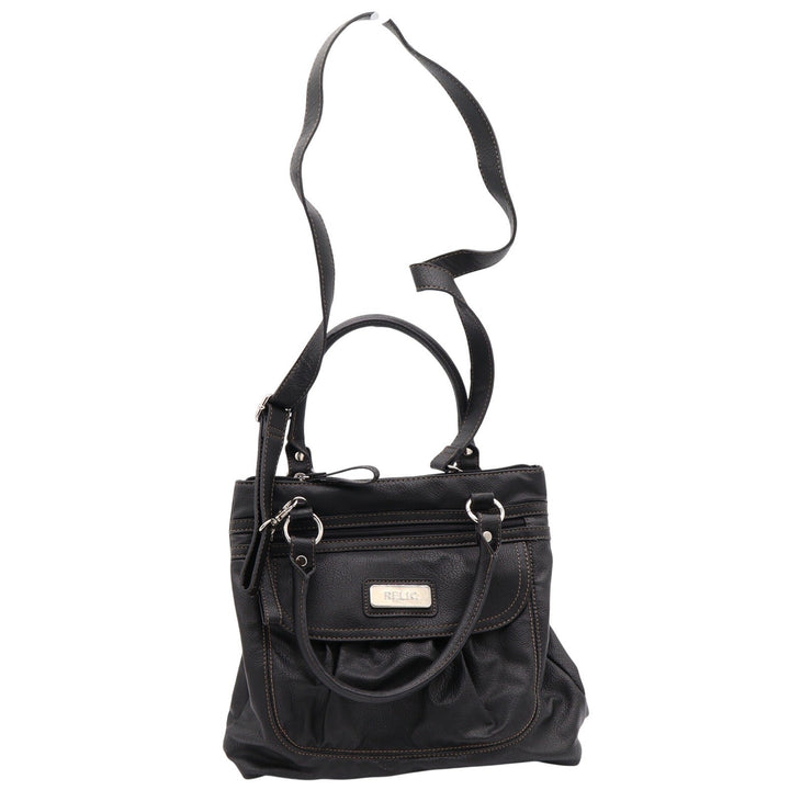 Relic Handbag Women's OS Crossbody Satchel Black Faux Leather Multi-Pocket