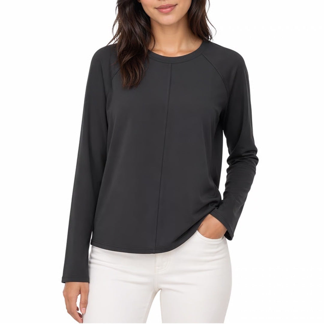 Athleta Sunchaser Top Womens Large Black Raglan Sleeve Crew Neck Activewear