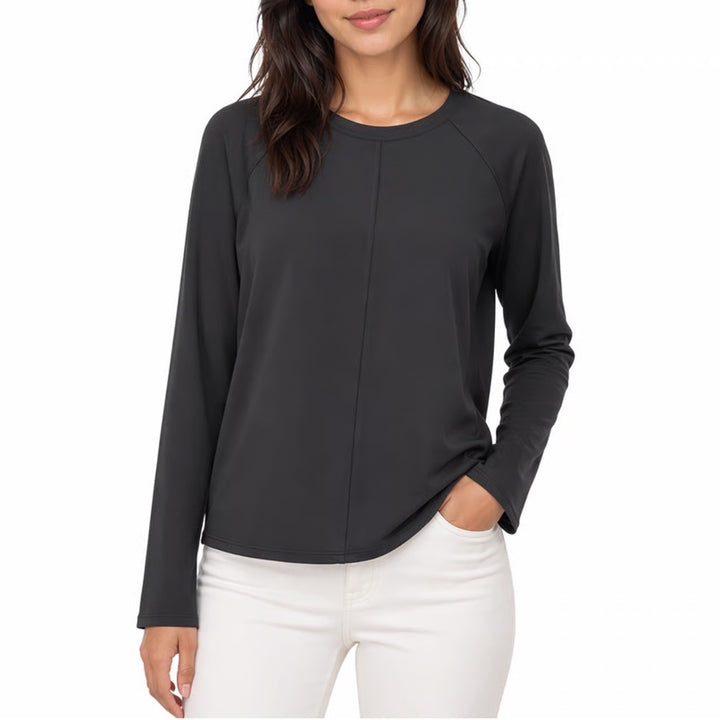 Athleta Sunchaser Top Womens Large Black Raglan Sleeve Crew Neck Activewear