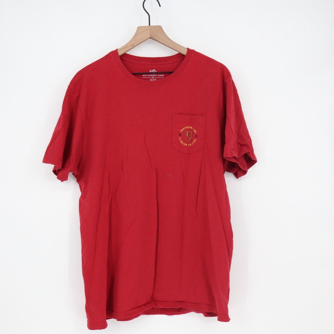 Southern Tide Red Flagler College Graphic T Shirt Mens XL Cotton Pocket Tee