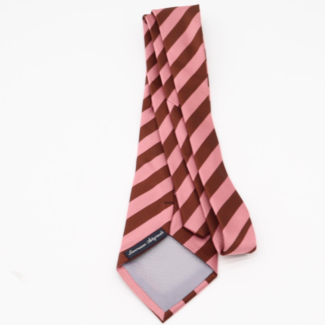 Lavorazione Artigianale Necktie Mens OS Striped Pink Brown Ribbed Excellent
