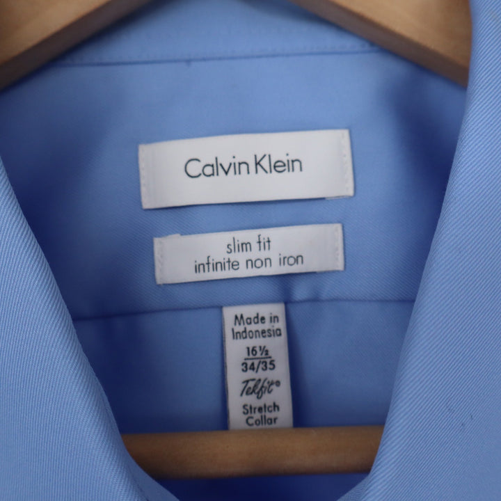 Calvin Klein Mens Slim Fit Infinite Non-Iron Dress Shirt Blue 16.5 34/35