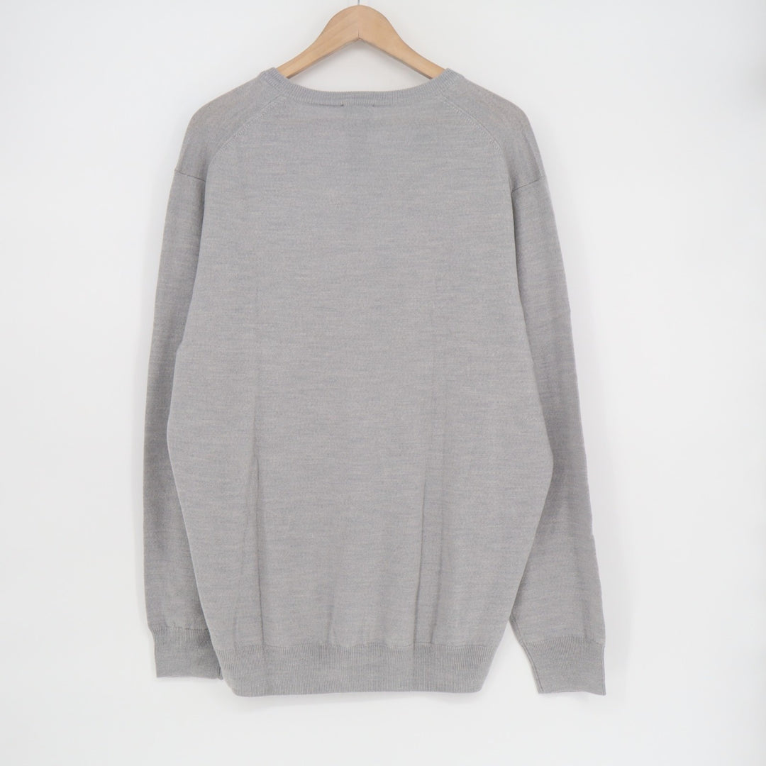 JOS. A. BANK Sweater Men 2XL Heather Gray Wool Rib Tight Knit V-Neck Long Sleeve