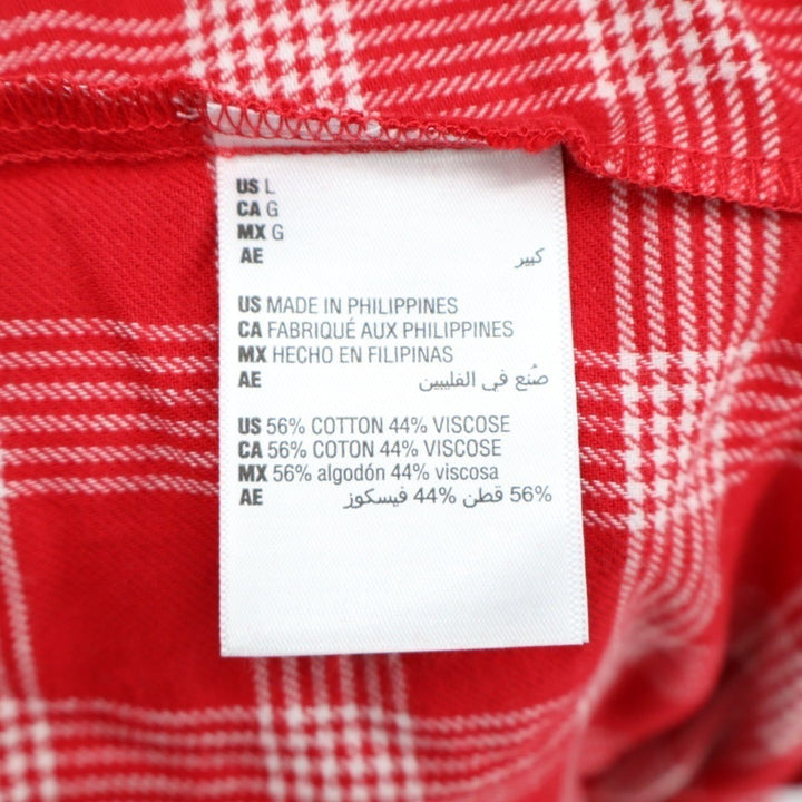 Charter Club Intimates Flannel Sleep Shirts Womens Large Red Plaid Long Sleeve