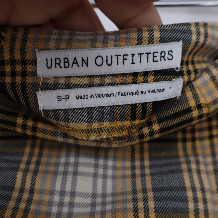 Urban Outfitters Yellow Plaid Mini Skirt Front Slit Small 90s Style
