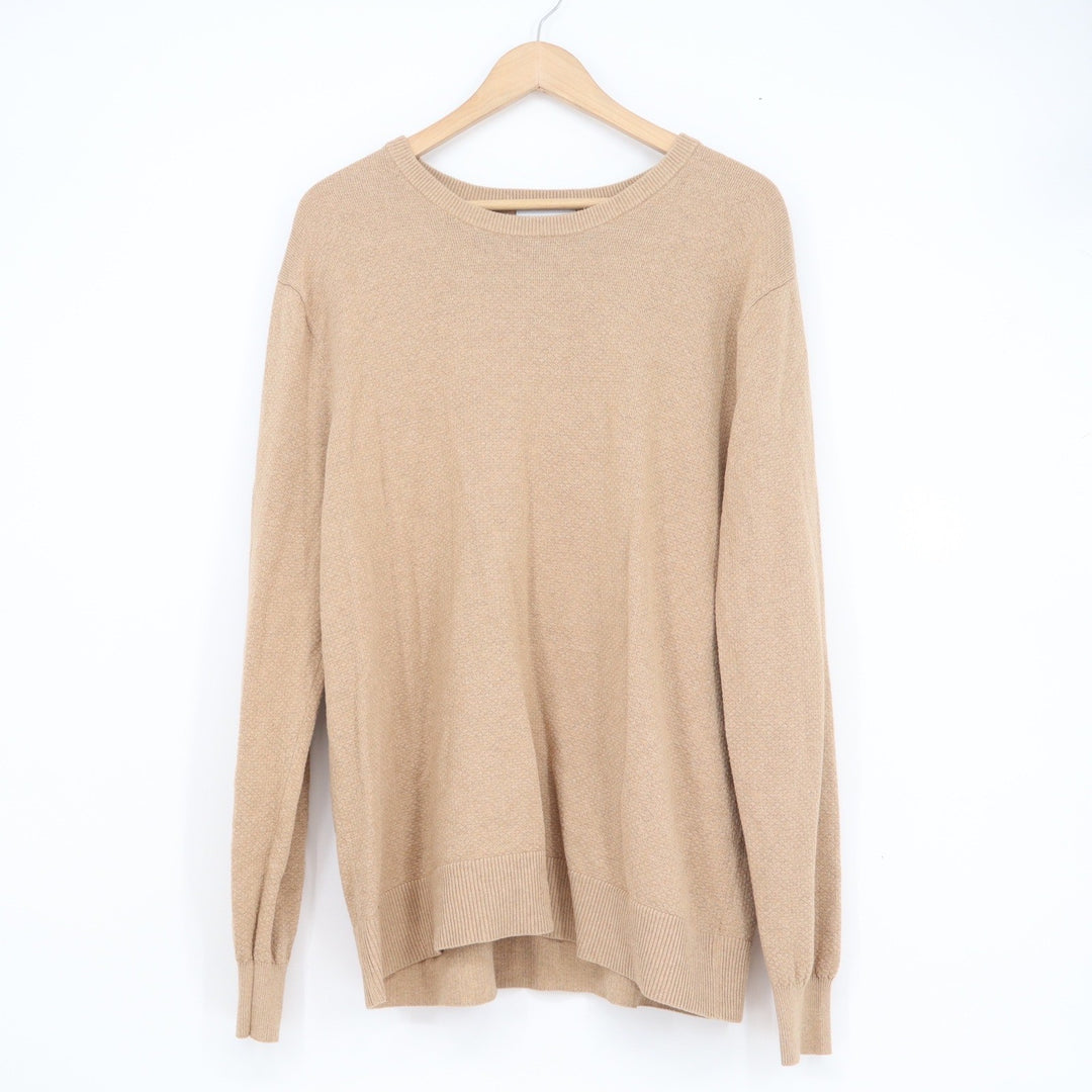 Goodfellow & Co Mens XL Tan Camel 100% Cotton Textured Crew Neck Sweater