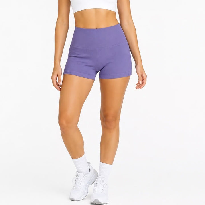 OQQ Shorts Womens L Yoga Gym Seamless Ribbed Purple Scrunch Butt Excellent