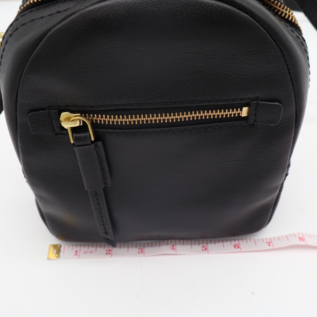 Fossil Megan Womens Backpack Black Pebbled Leather Adjustable Shoulder Strap Bag