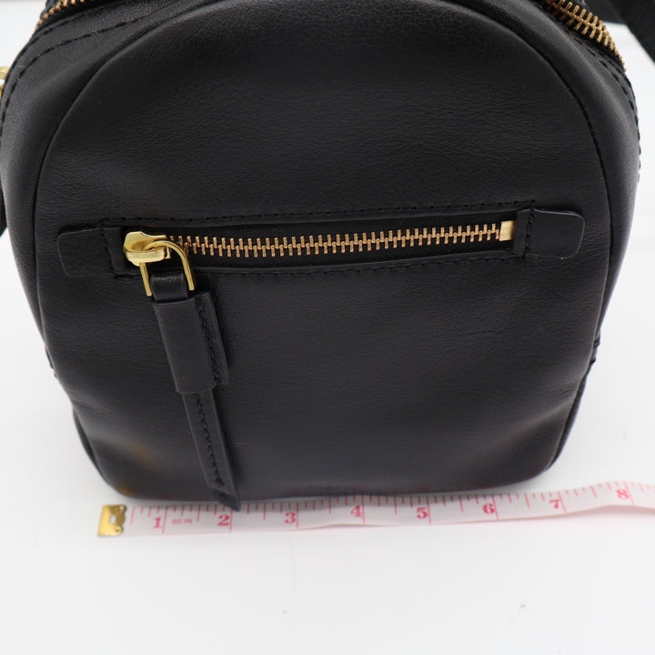 Fossil Megan Womens Backpack Black Pebbled Leather Adjustable Shoulder Strap Bag