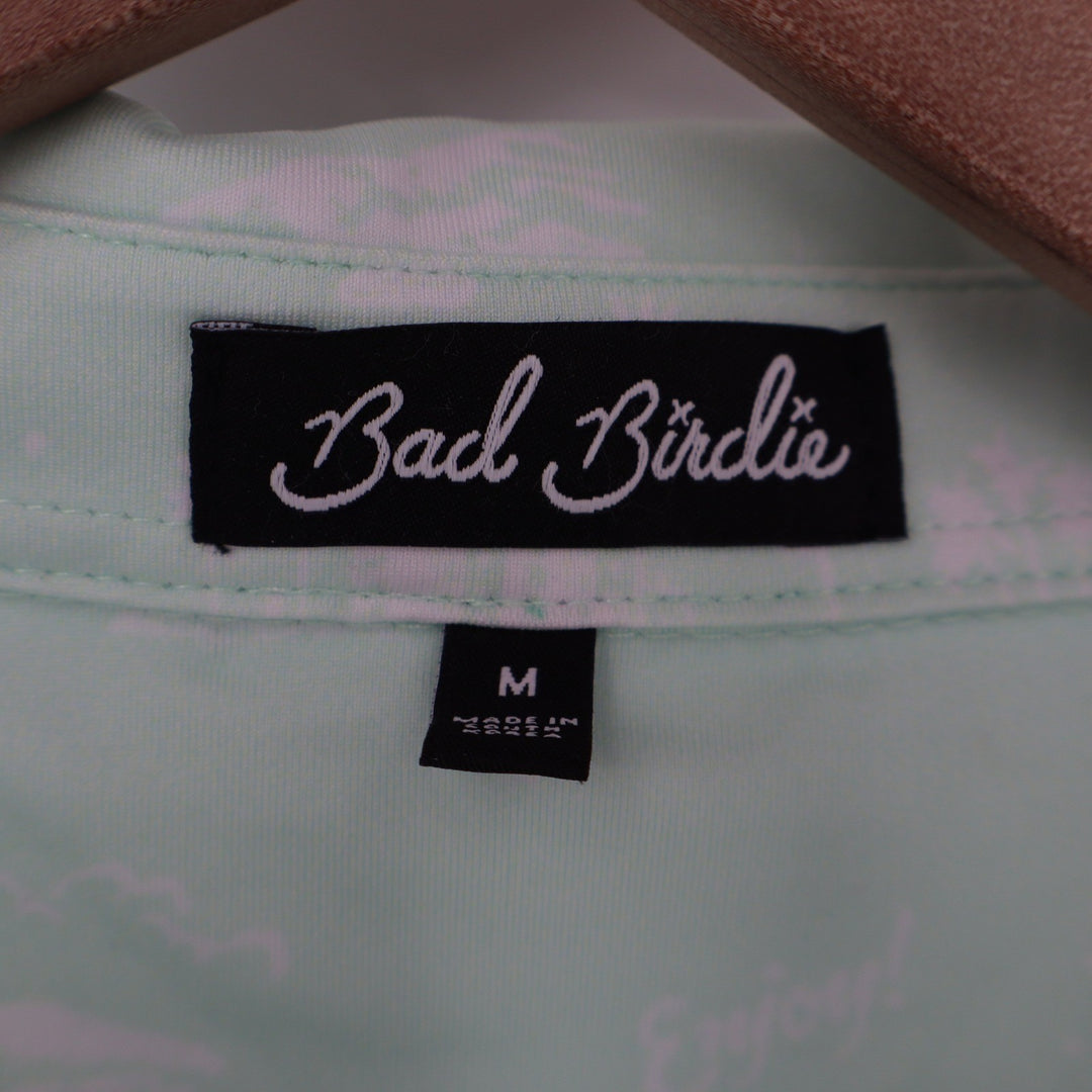 Bad Birdie Mens Mint Green Desert Print Performance Golf Polo Shirt Size M