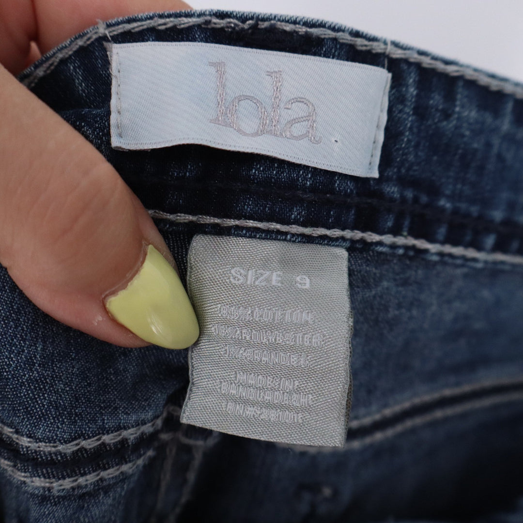 Lola Dark Wash Skinny Jeans Size 9 Blue Denim Stretch Mid Rise Embroidered