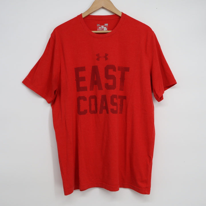 Under Armour Mens East Coast HeatGear Graphic T-Shirt Red Loose Fit Large