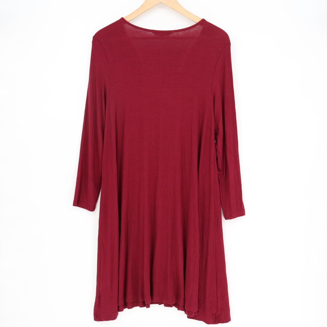 American Eagle Outfitters Soft & Sexy Dress Womens Large Red Ribbed Lace Up Neck