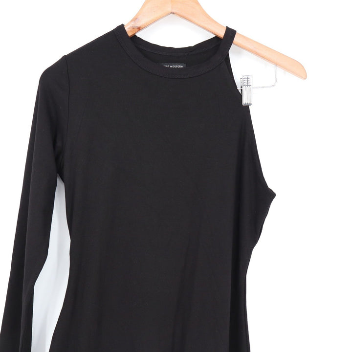 Naked Wardrobe Black One Shoulder Long Sleeve Mini Dress XL Bodycon