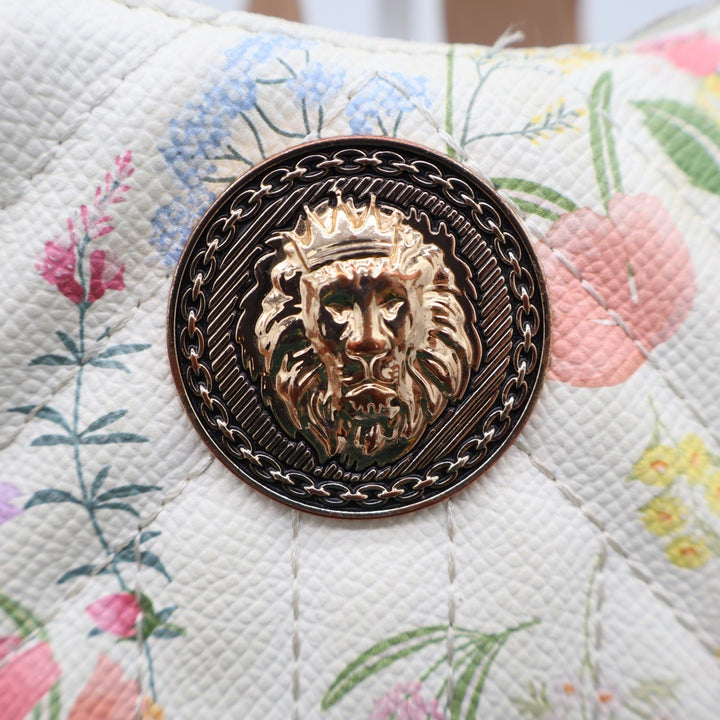 Aldo Shoulder Bag Womens Small Floral Quilted Cream Lion Medallion Good