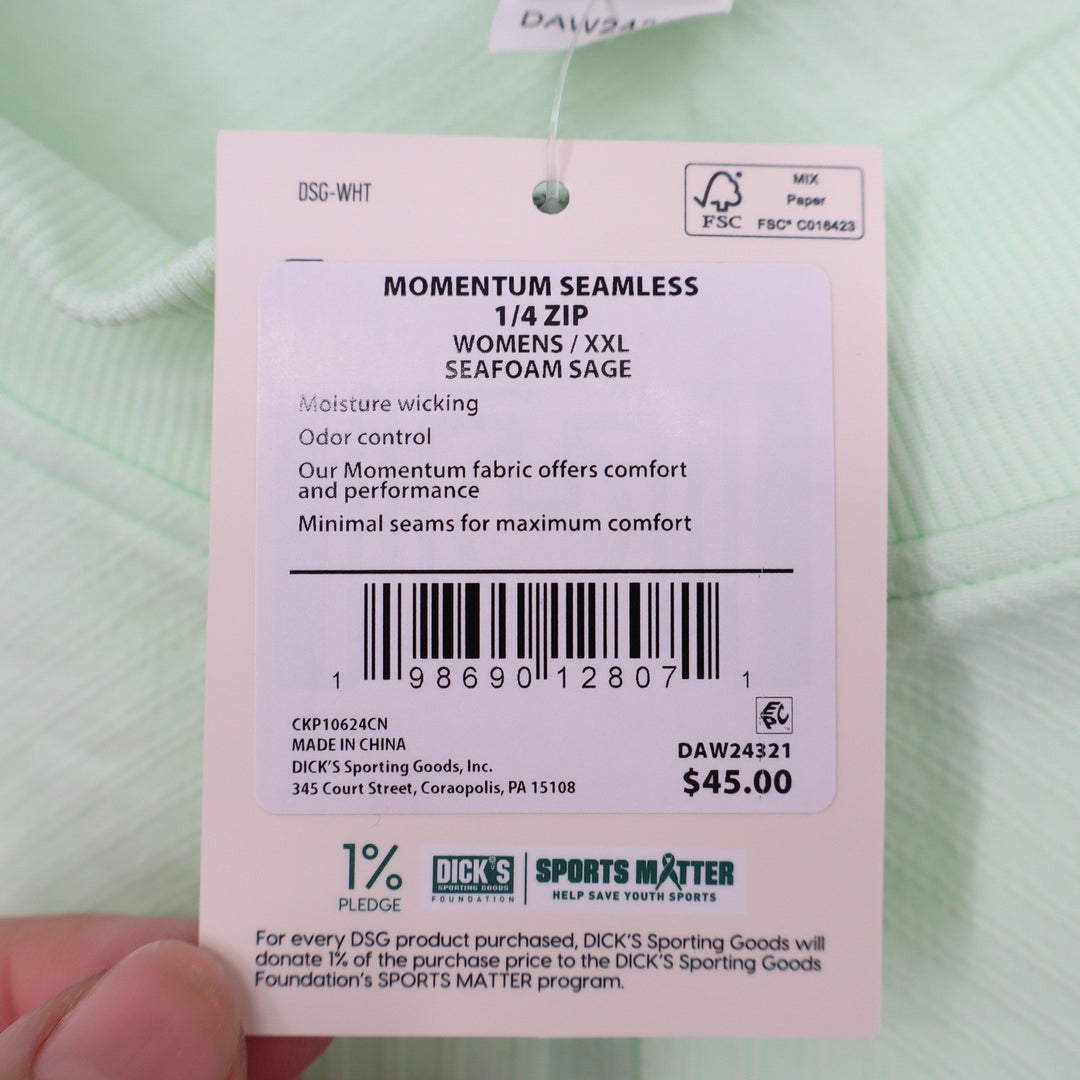 DSG Womens Momentum Seamless 1/4 Zip Pullover Seafoam Sage XXL