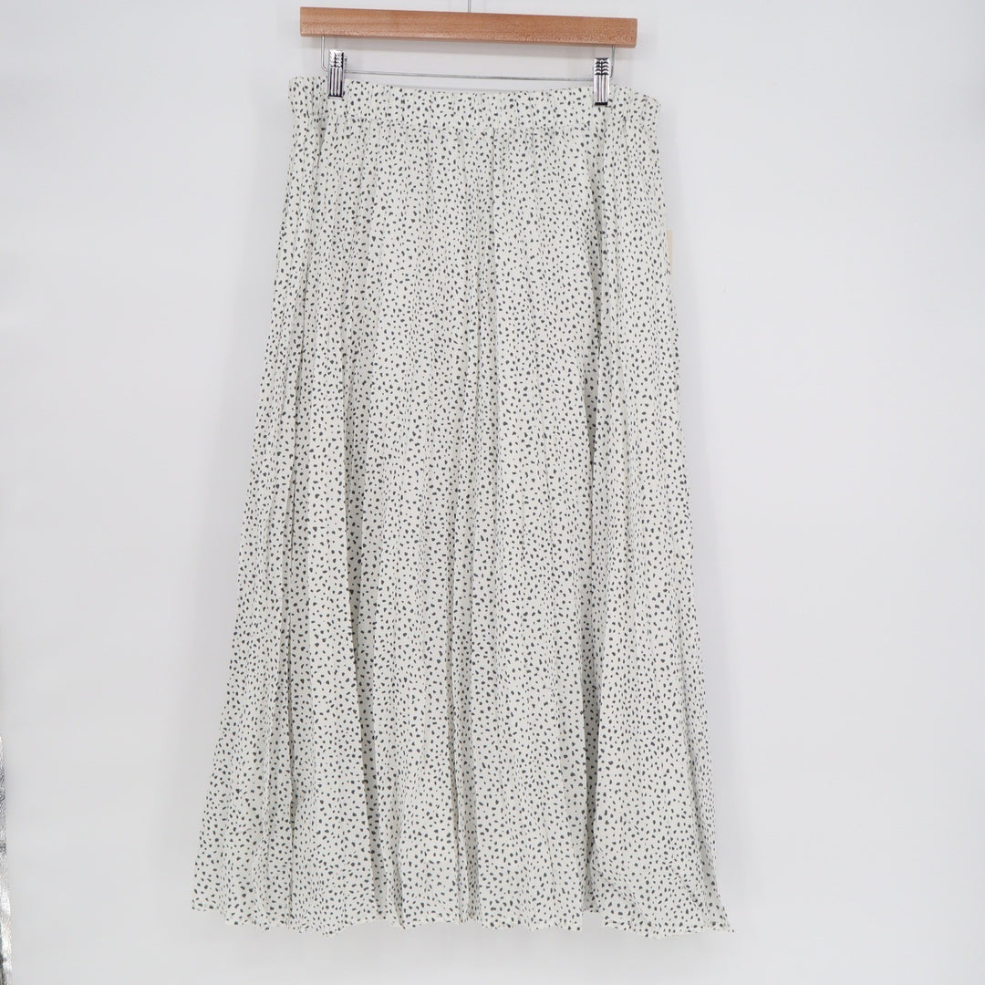 A New Day Womens White Black Speckled Elastic Waist Midi Skirt Large