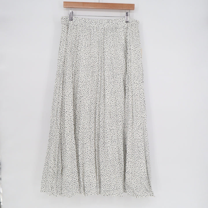 A New Day Womens White Black Speckled Elastic Waist Midi Skirt Large