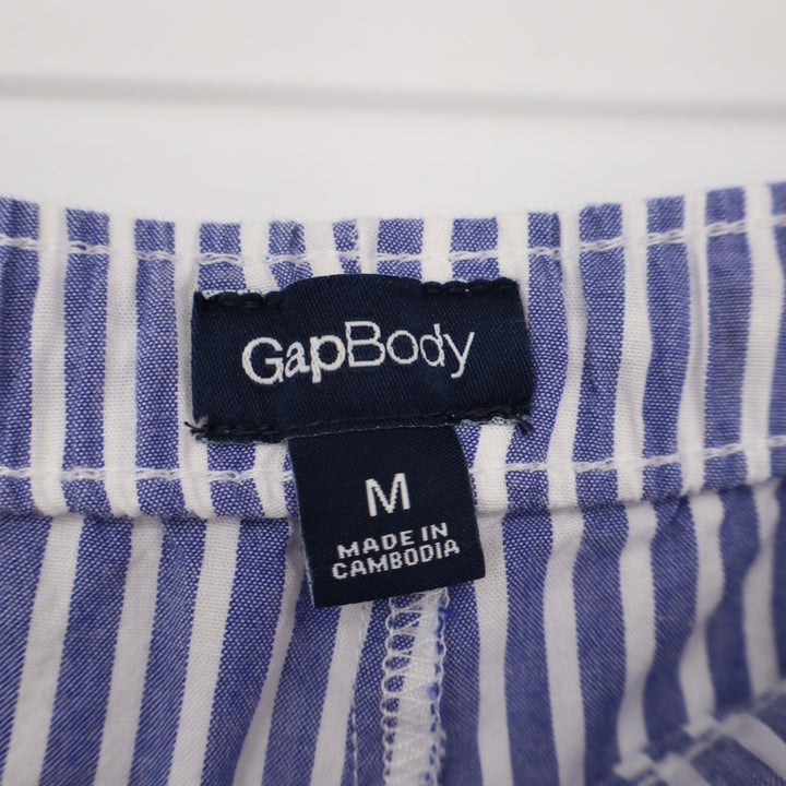 GapBody Pajama Pants Womens M Blue White Striped Cotton Drawstring Excellent