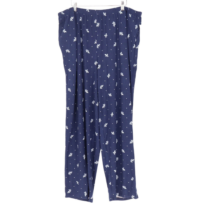 Charter Club Intimates 2-PC Pajamas Set Women 2X Blue Floral Stretch Henley Neck