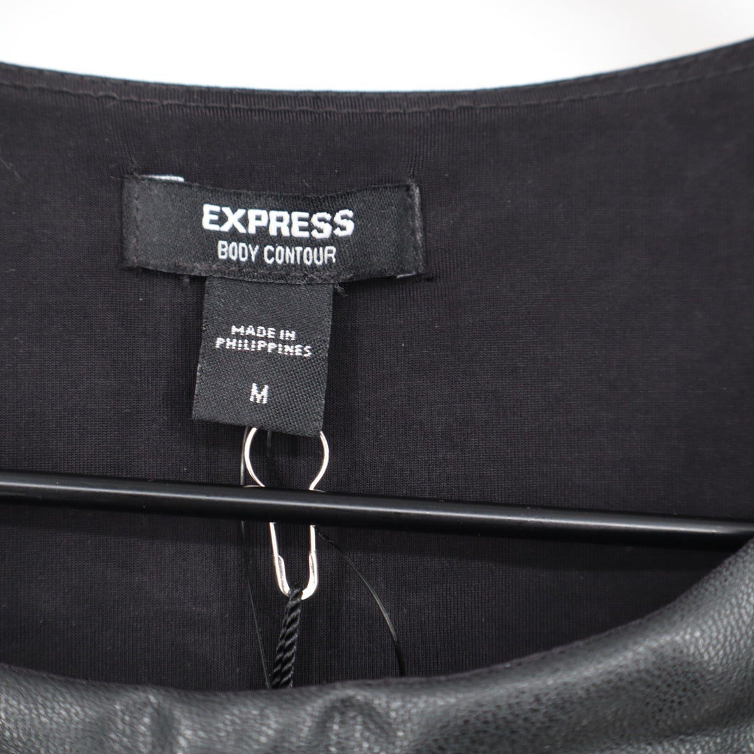 Express Body Contour Faux Leather Sleeveless Bodysuit Dark Green M