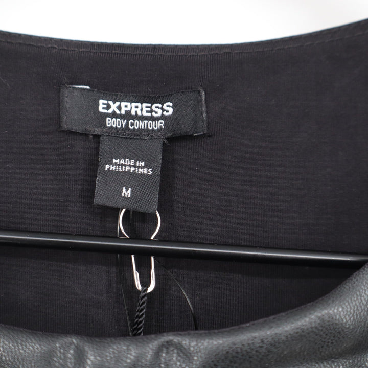Express Body Contour Faux Leather Sleeveless Bodysuit Dark Green M