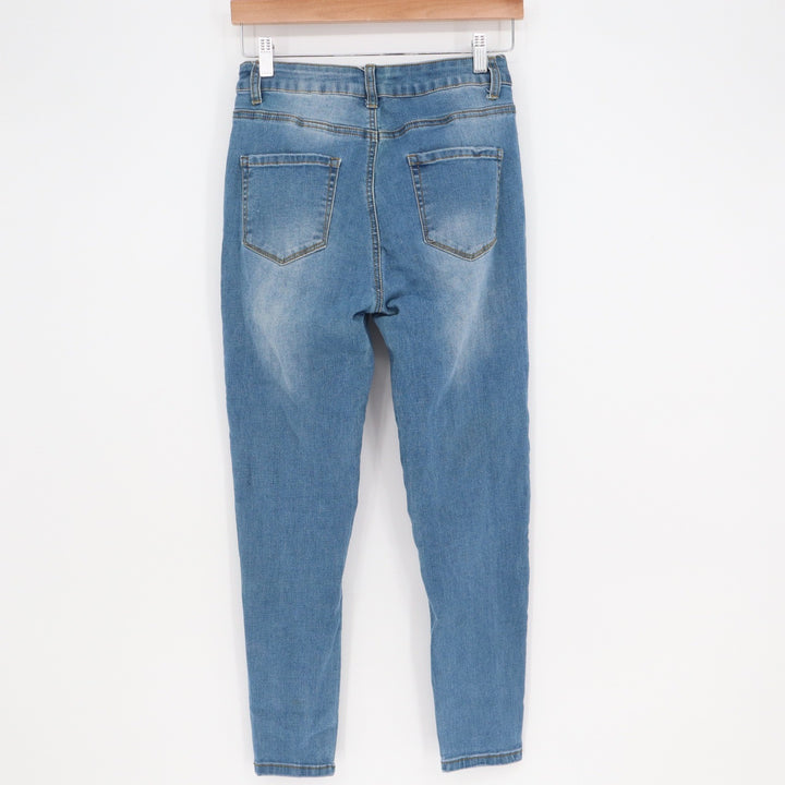 Womens Medium Wash Skinny Jeans Mid Rise Stretch Denim Size 9/29