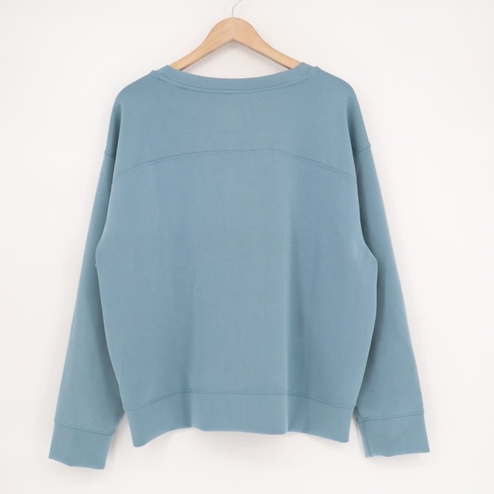A New Day Sweatshirt Women XL Teal Stretch Ribbed Long Sleeve Crew Neck Pullover