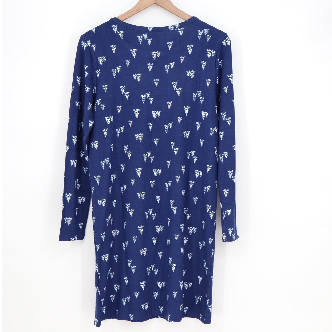 Charter Club Intimates Navy Blue Pine Tree Print Long Sleeve Nightgown Small