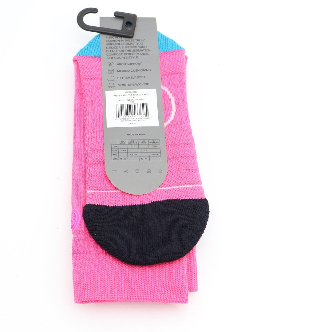 G/FORE Mens Pray For Birdies Crew Socks Knockout Pink Blue Size S/M