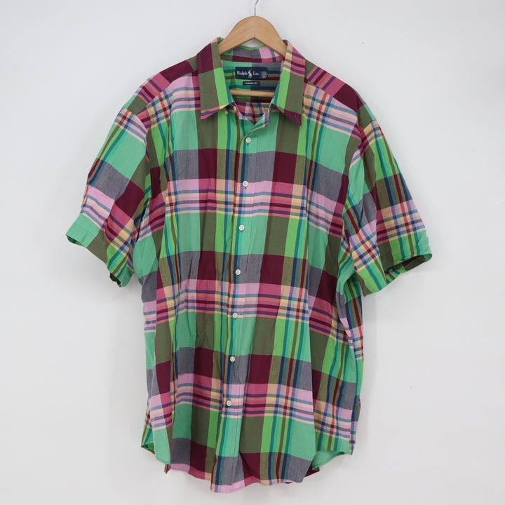 Ralph Lauren Shirt Mens 2XB Classic Fit Green Plaid Button-Down Excellent