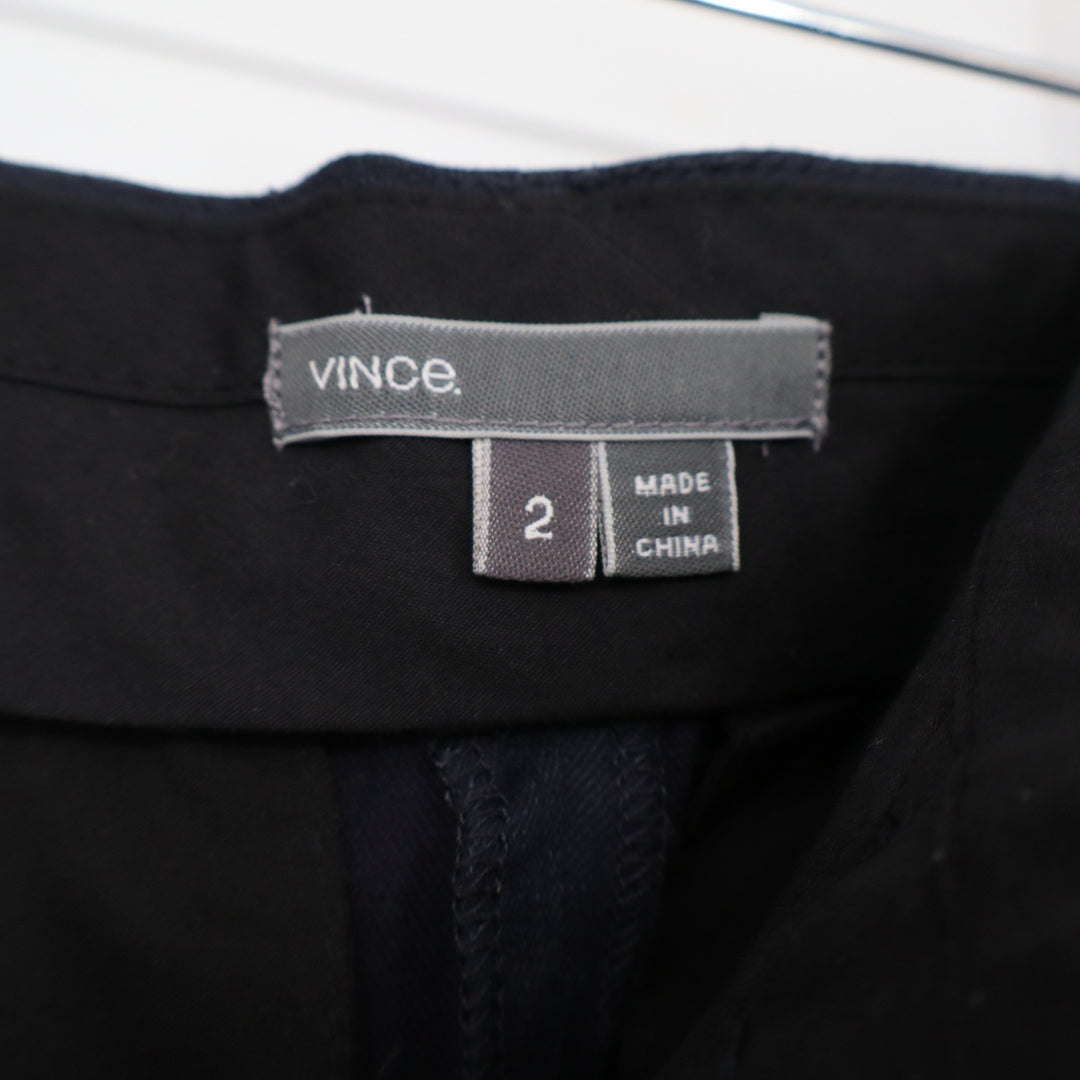 Vince Navy Blue Linen Blend Wrap Front Tapered Trousers Pants Size 2
