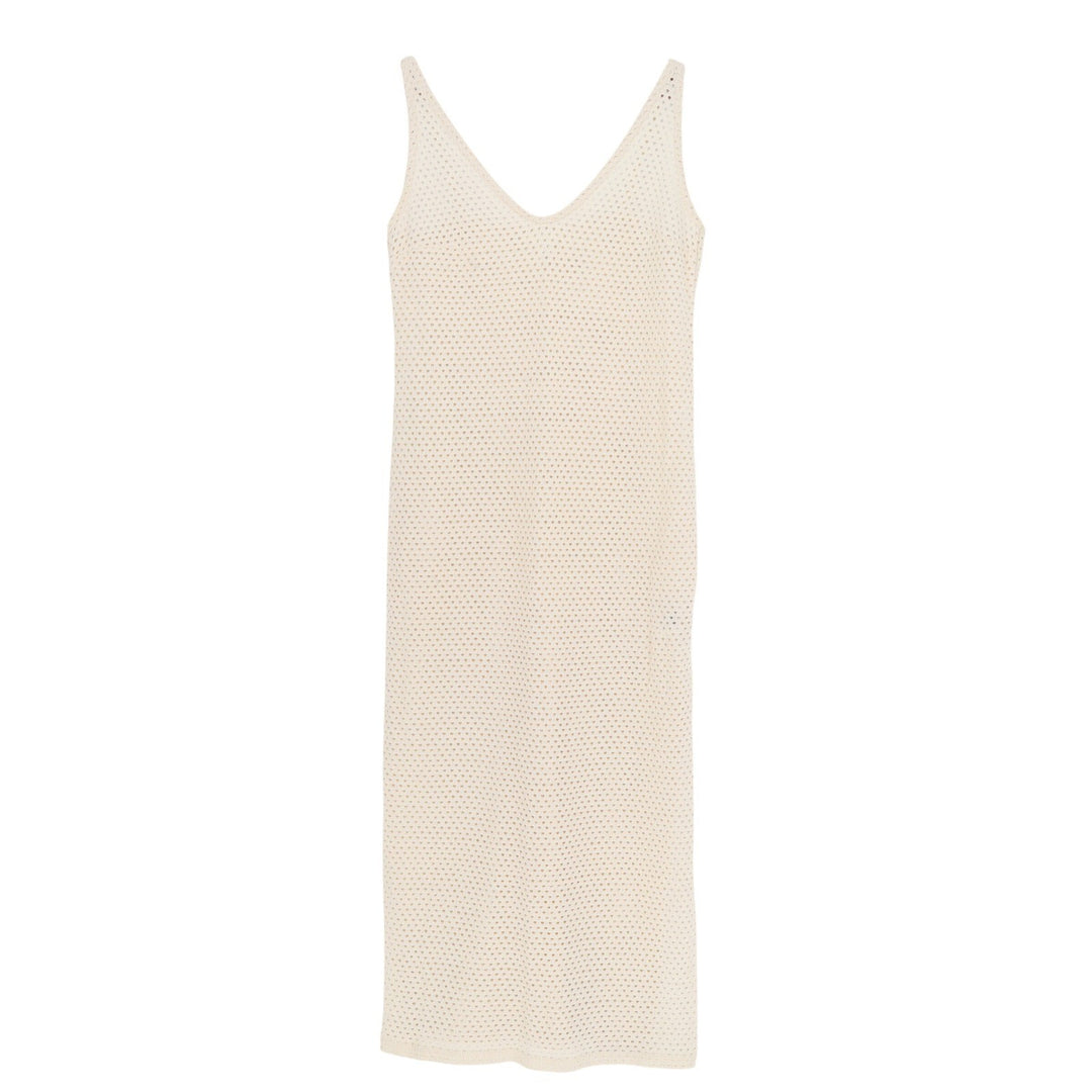 HM Cream Crochet Knit Maxi Dress Sleeveless V-Neck Cotton Blend Size S
