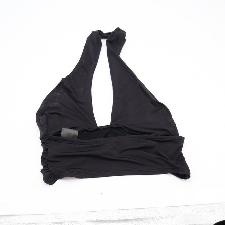 Urban Outfitters Halter Top Womens M Ruched Black V-Neck Stretch Good