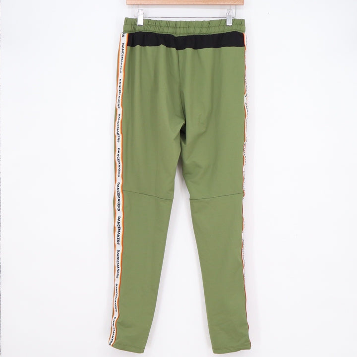 Dancemakers Mens Olive Green Logo Side Stripe Jogger Pants Size M Activewear