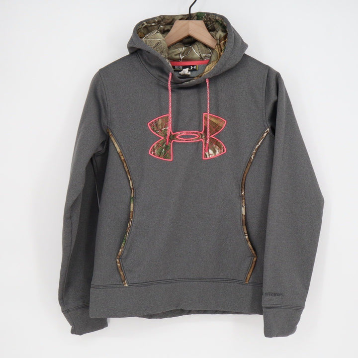 Under Armour Women's Gray Camo Logo Fleece Hoodie Sweatshirt Size Medium