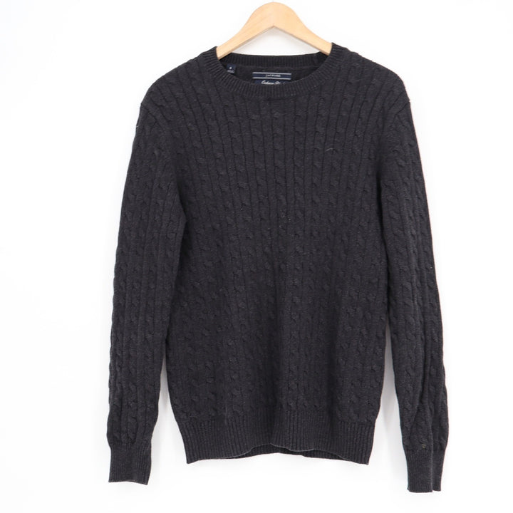 Jachs NY Mens Charcoal Gray Cable Knit Cashmere Blend Sweater S