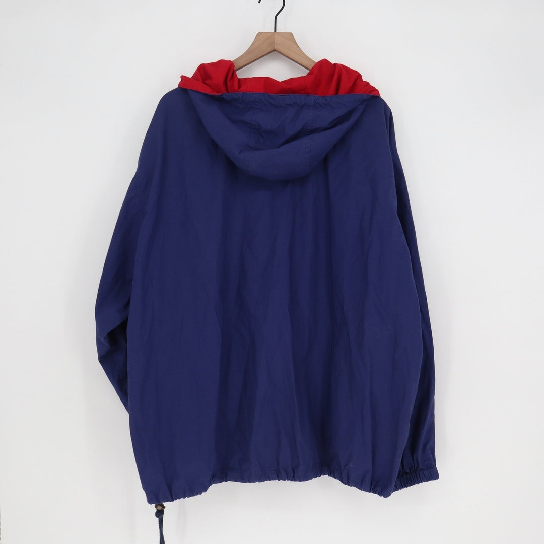 Eddie Bauer Vintage Mens XL Anorak Jacket Navy Blue Red Hooded Cotton